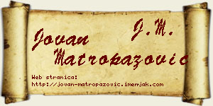 Jovan Matropazović vizit kartica
